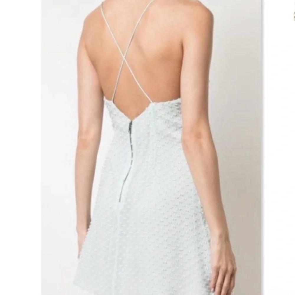 NWT Alice + Olivia Light Mint Blue Textured Wrap Mini Dress - Picture 2 of 6